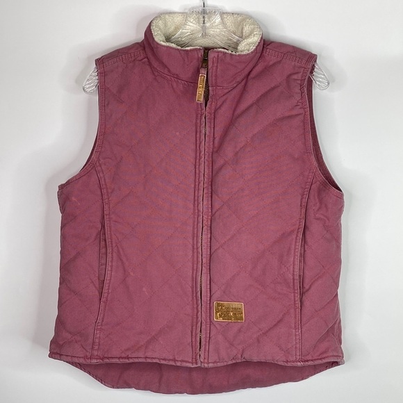 Field & Forest Pink Canvas Sherpa Lined Vest Size Medium - Picture 1 of 9
